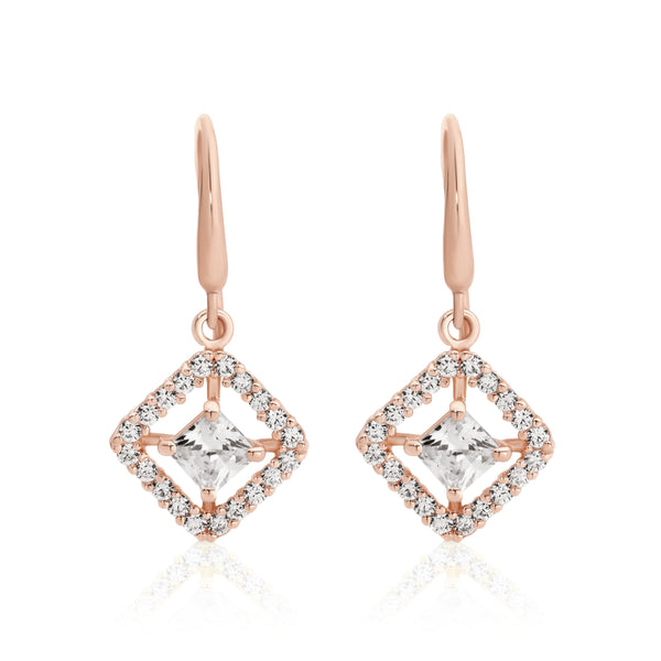 9ct rose gold stone set drop earrings