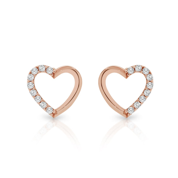 9ct rose gold heart studs