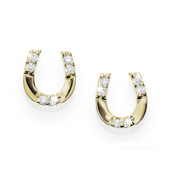 9ct gold stone set horseshoe studs