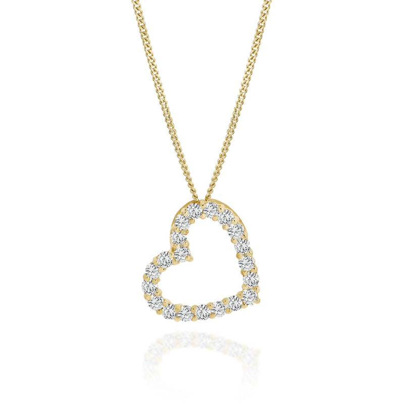 9ct gold stone set heart pendant