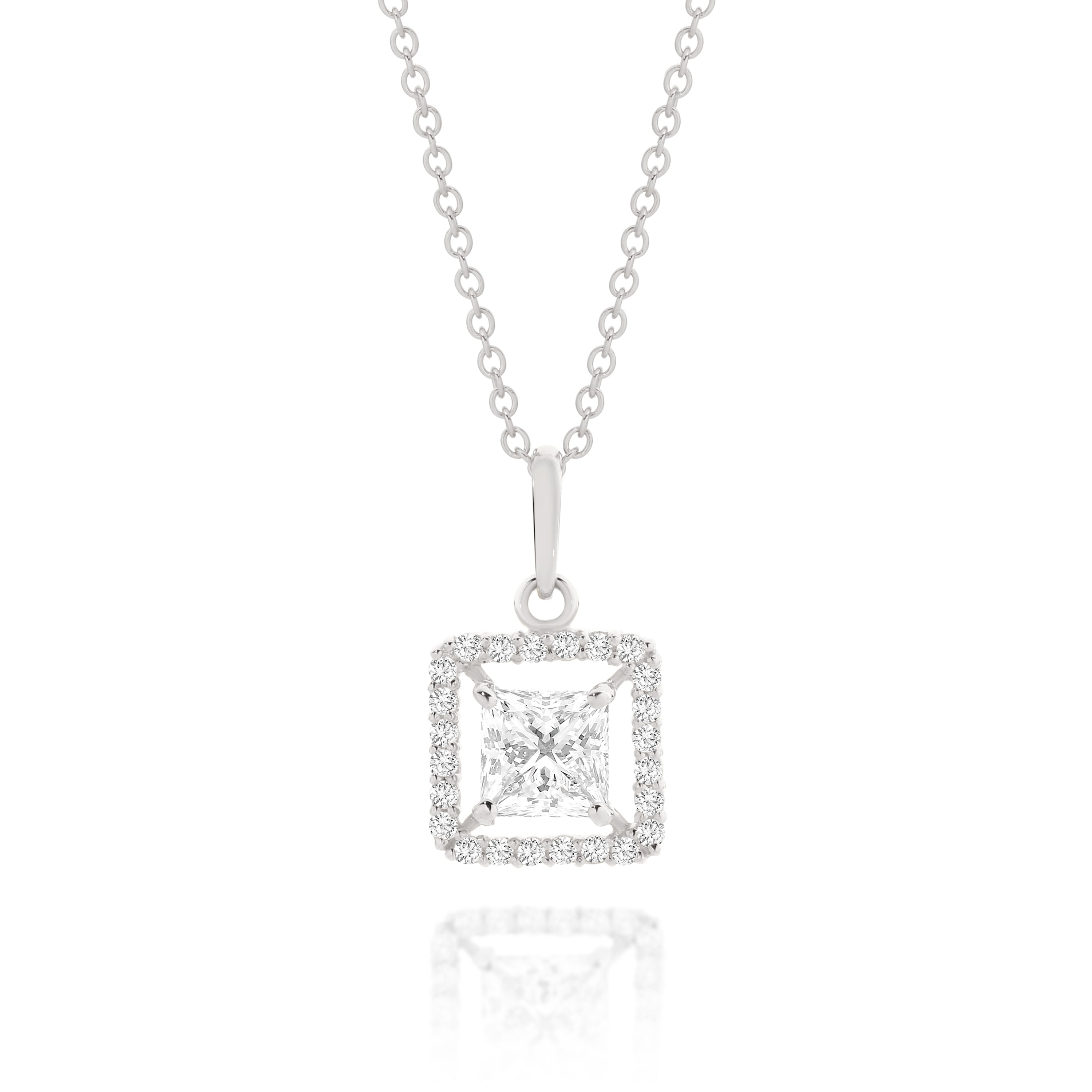 9ct white gold stone set pendant