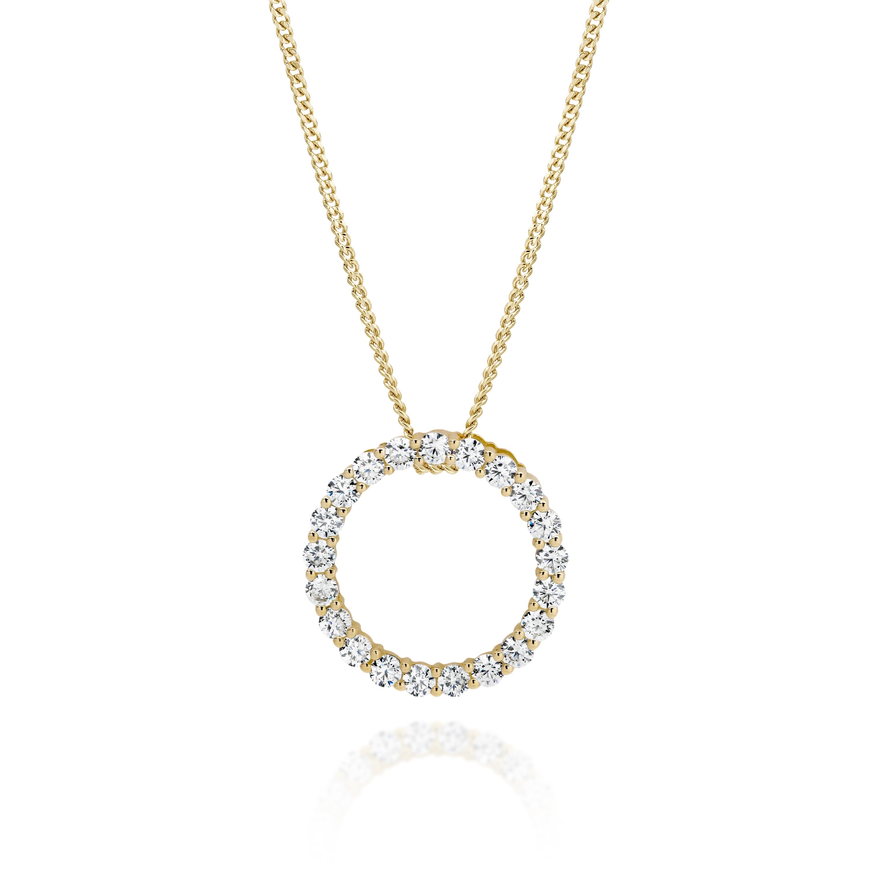 9ct gold stone set circle pendant