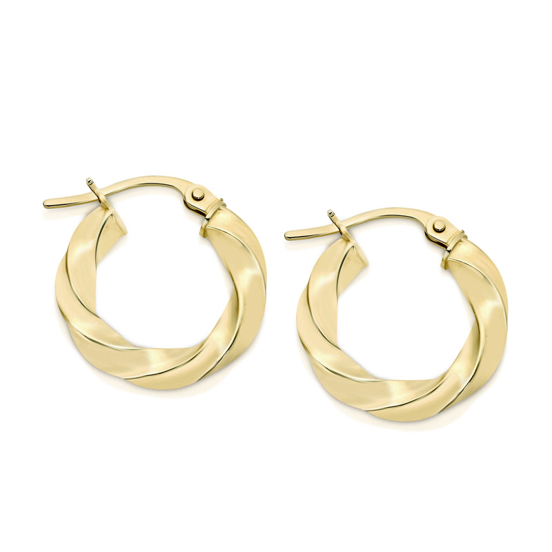 9ct gold ribbon twist hoops 10mm