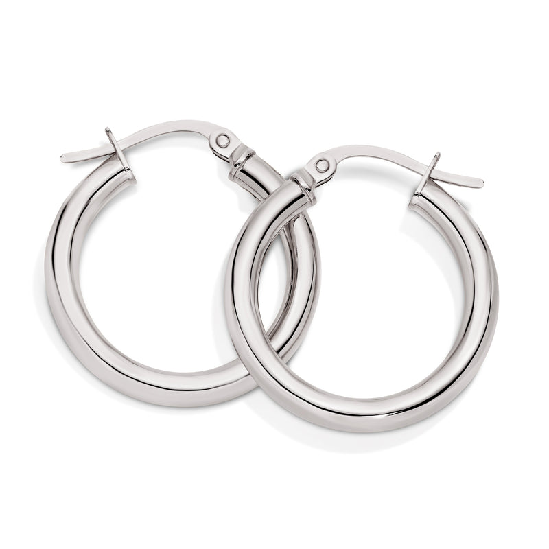 9ct white gold polished hoops 15mm