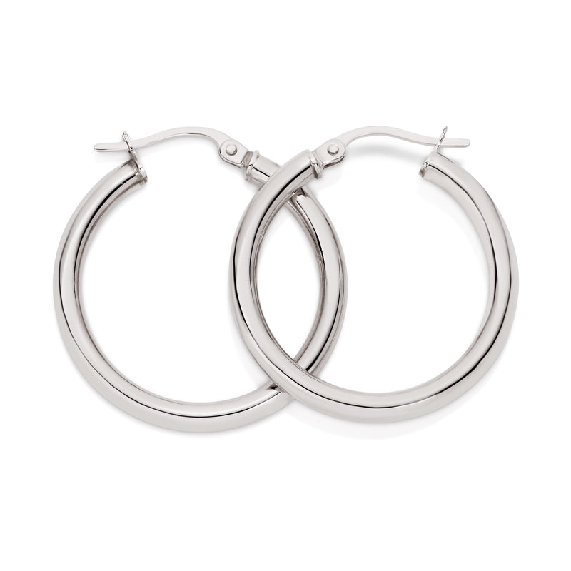 9ct white gold polished hoops 20mm