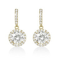 9ct gold stone set drop earrings