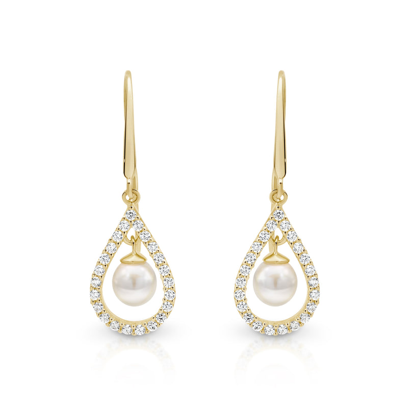 9ct gold tear drop pearl drop earrings