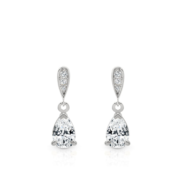 9ct white gold stone set drop earrings