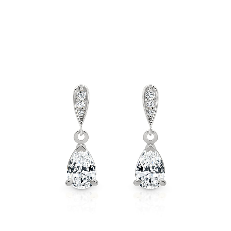 9ct white gold stone set drop earrings