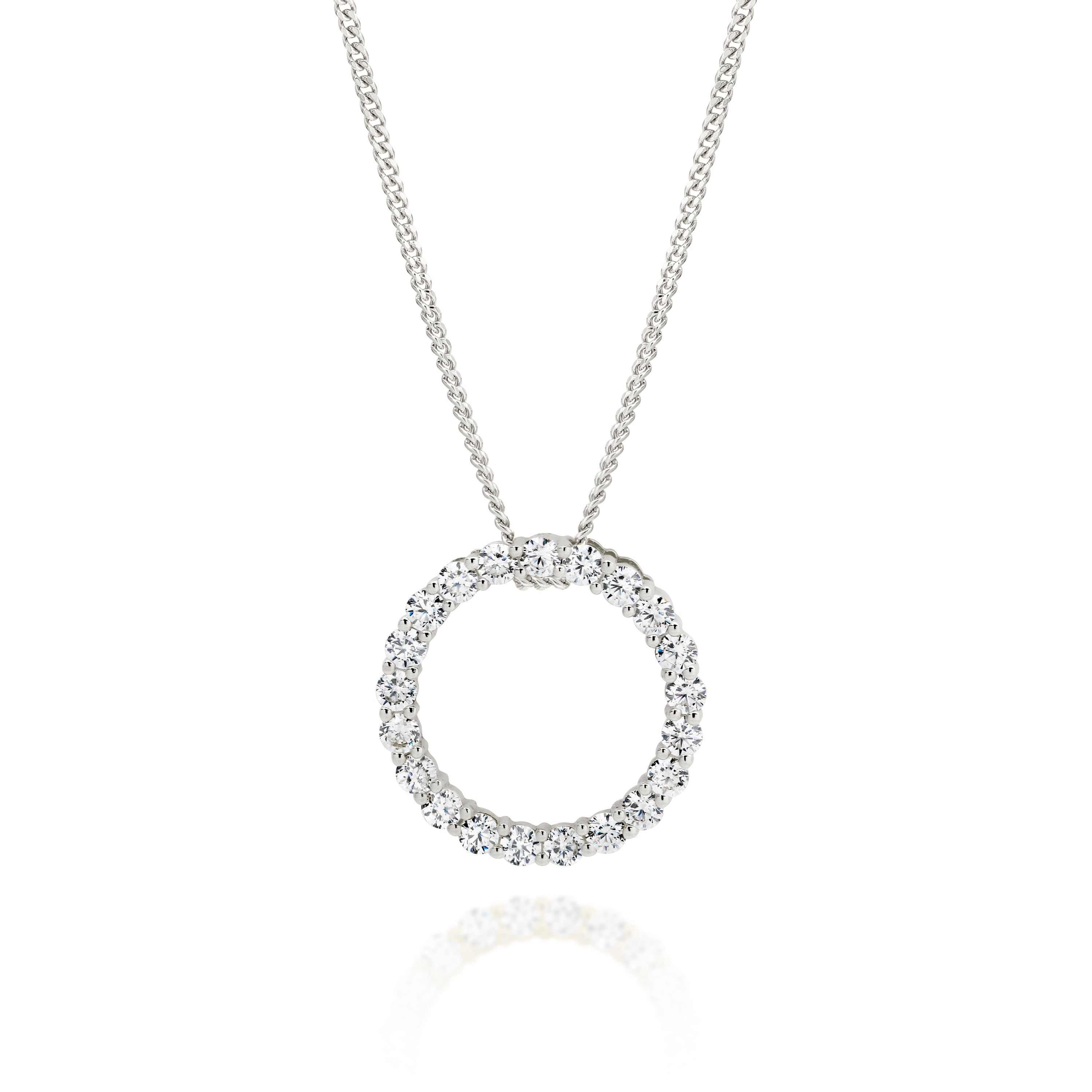 Silver cubic zirconia circle necklace