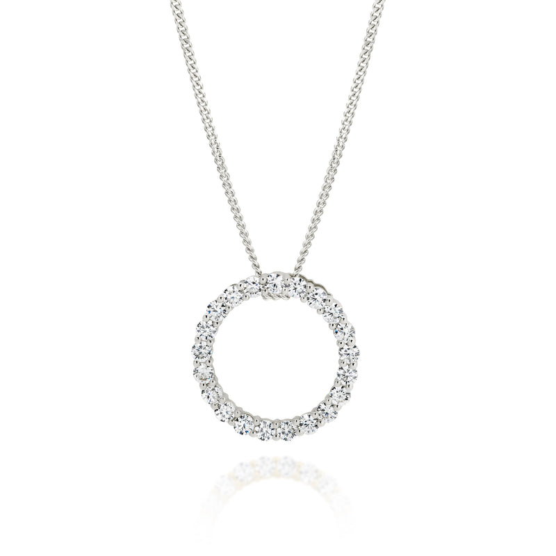 Silver cubic zirconia circle necklace