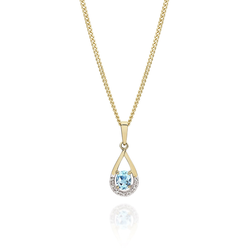 9ct blue topaz & diamond pendant