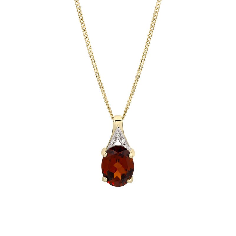 9ct garnet & diamond pendant