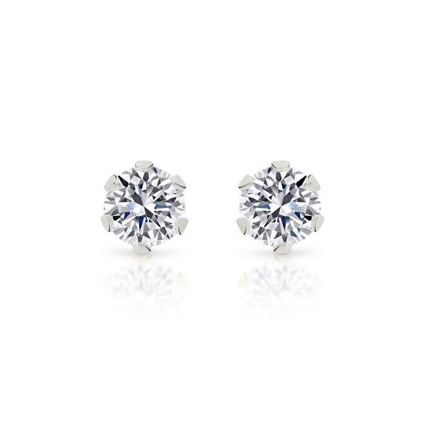 9ct white gold 3.5mm stone set studs