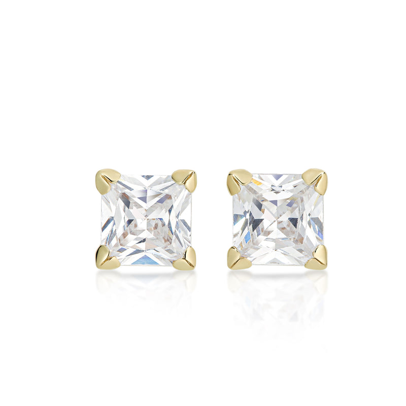 9ct gold 5mm square stone set studs