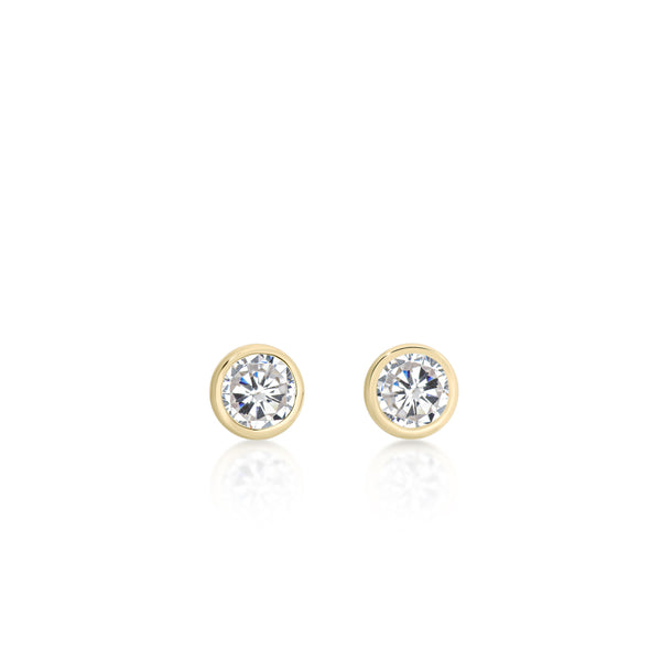 9ct gold 3mm bezel stone set studs