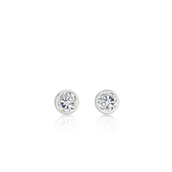 9ct white gold 3mm bezel stone set studs