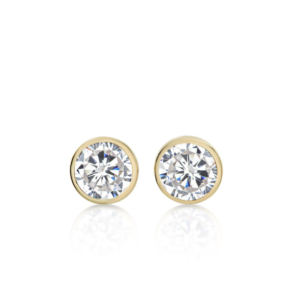 9ct gold 5mm bezel stone set studs