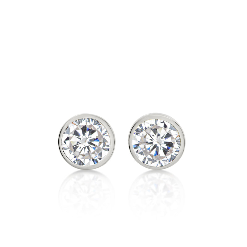 9ct white gold 5mm bezel stone set studs