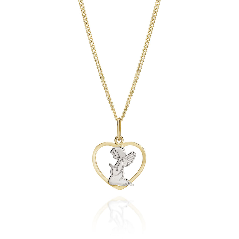 9ct 2 tone angel heart pendant