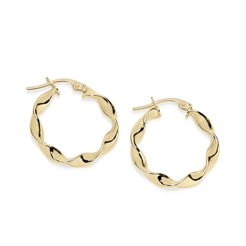 9ct ribbon twist hoops 15mm