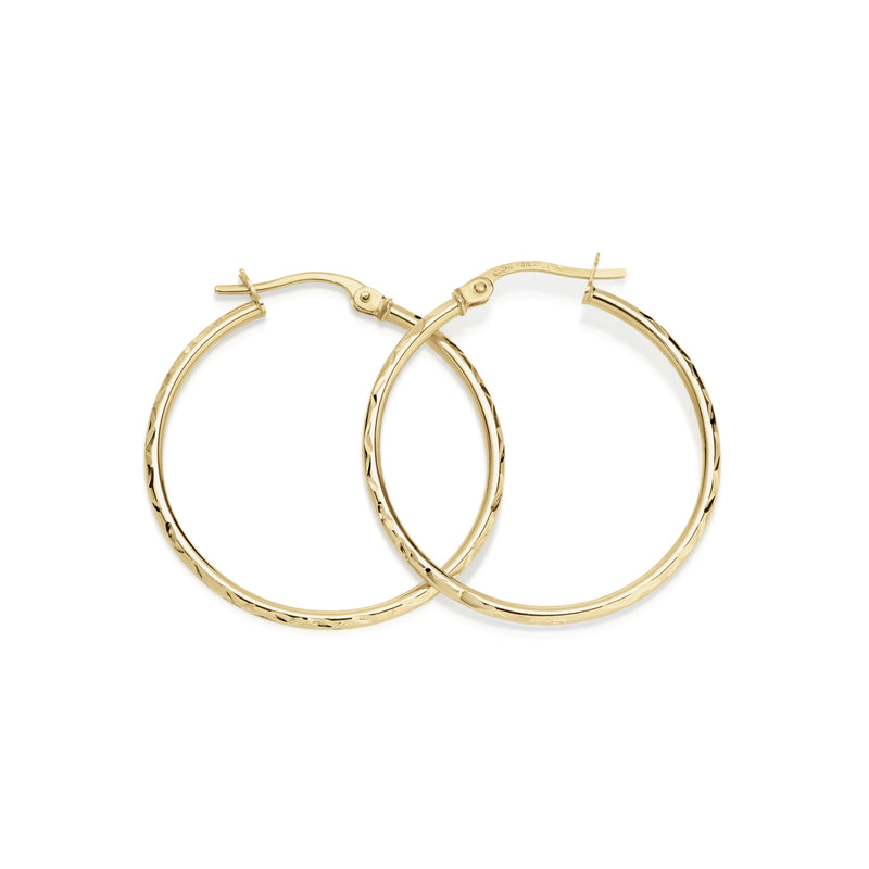 9ct diamond cut hoops 20mm