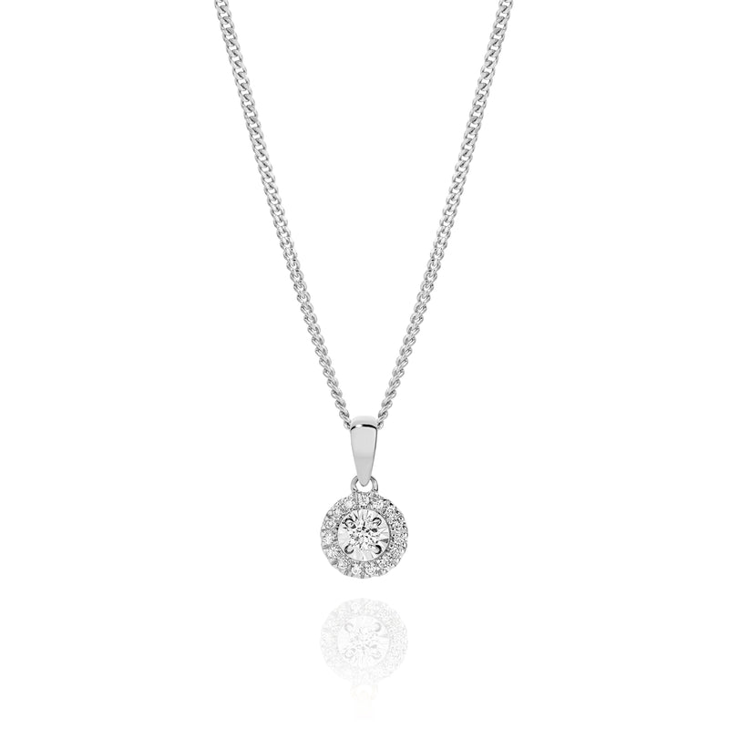 9ct white gold 0.11ct diamond pendant