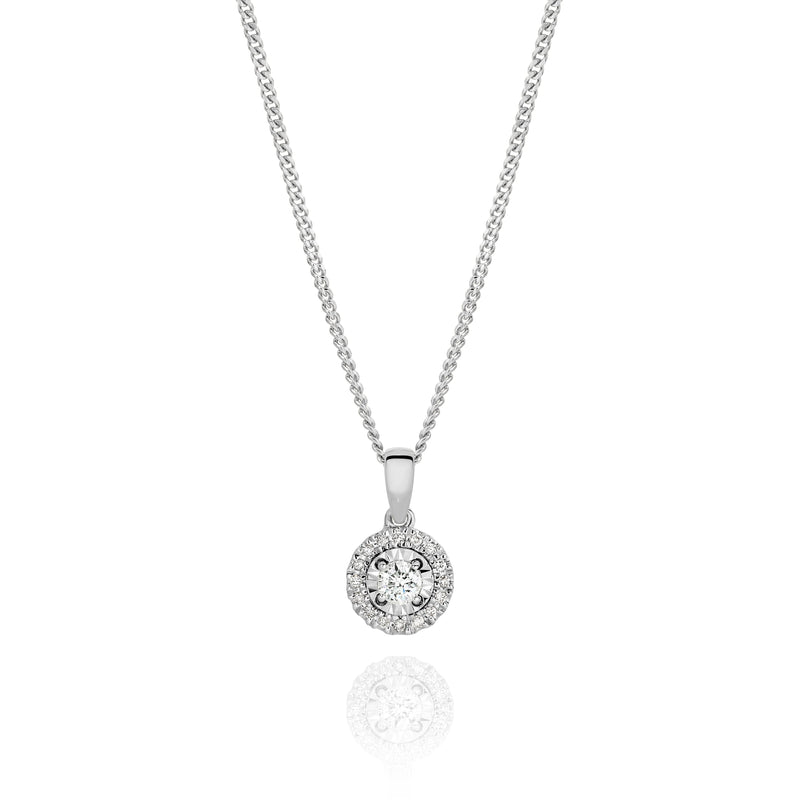 9ct white gold 0.16ct diamond pendant