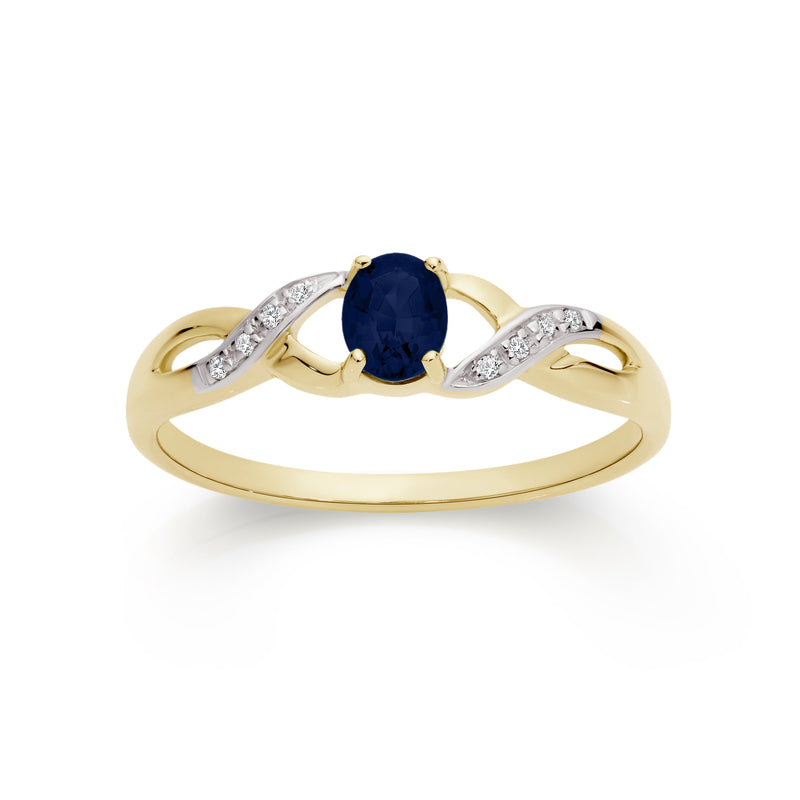 9ct sapphire & diamond ring