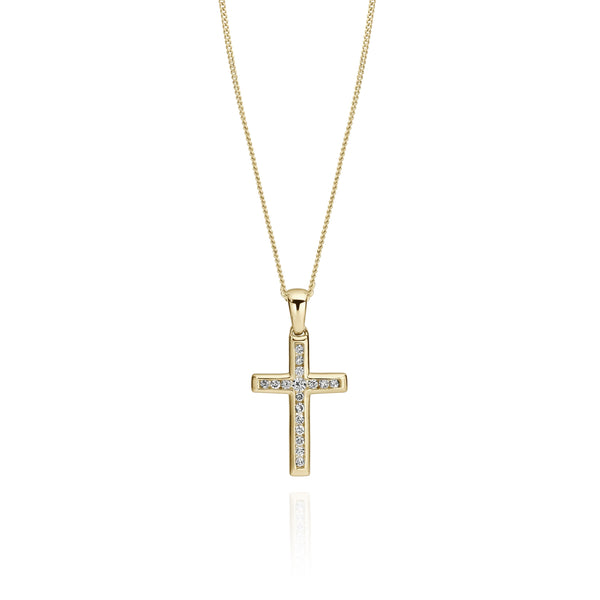 9ct 0.12ct diamond cross pendant