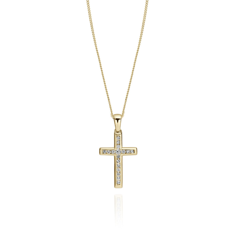 9ct 0.12ct diamond cross pendant