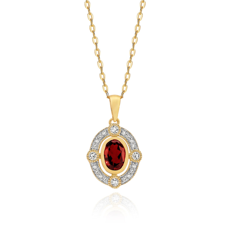 9ct garnet & diamond pendant