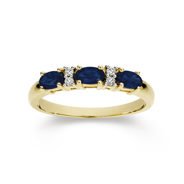 9ct sapphire & diamond ring