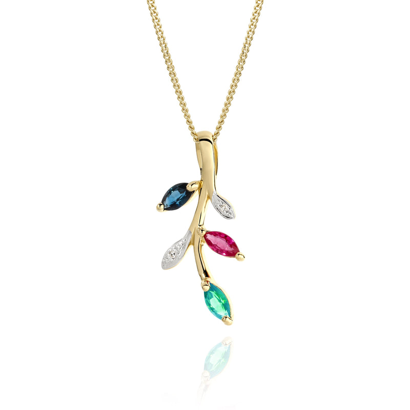 9ct multicolour gemstone nature pendant