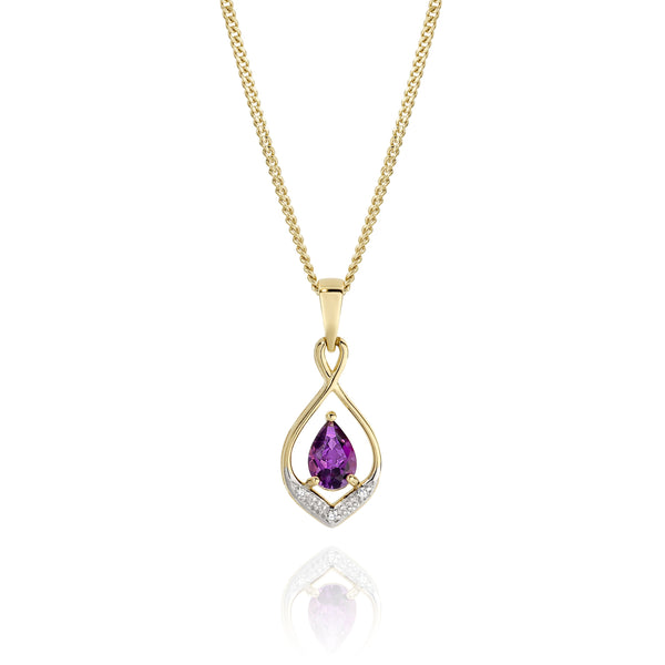 9ct amethyst & diamond pendant