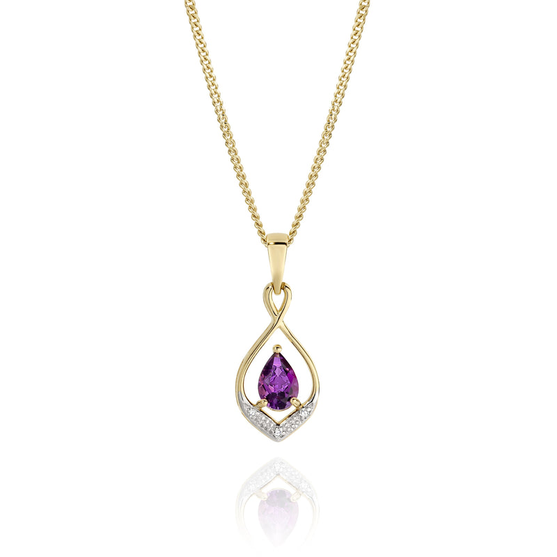 9ct amethyst & diamond pendant