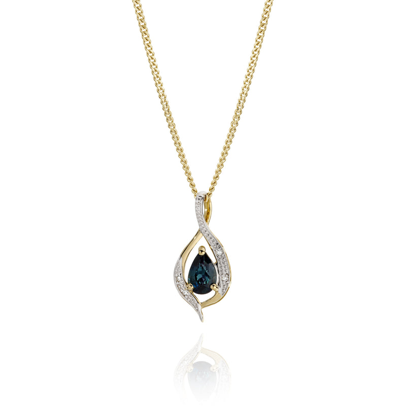 9ct sapphire & diamond pendant