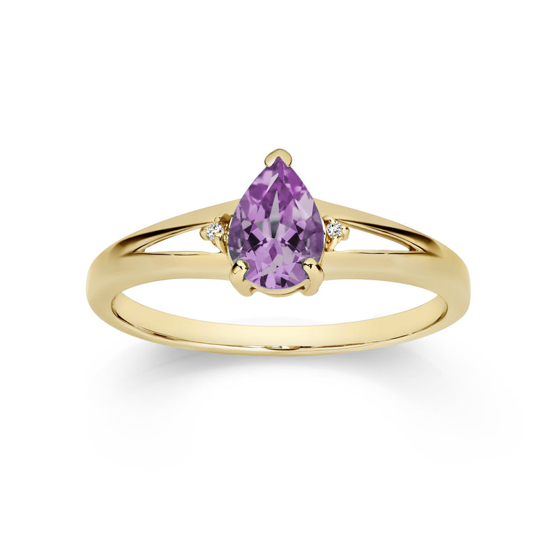 9ct amethyst & diamond ring