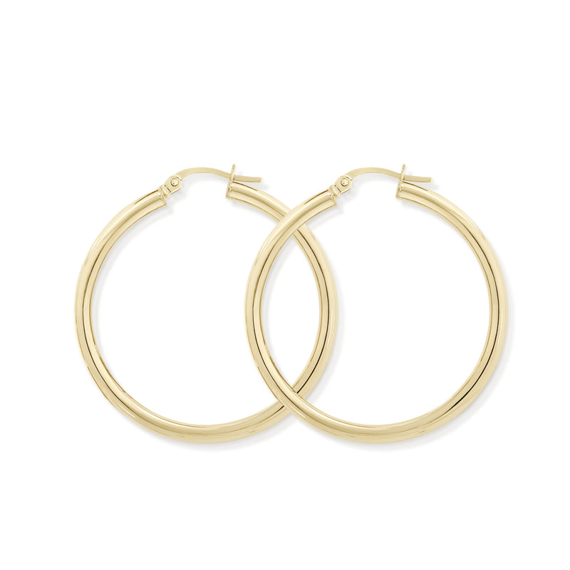 9ct gold polished hoops (30mm)