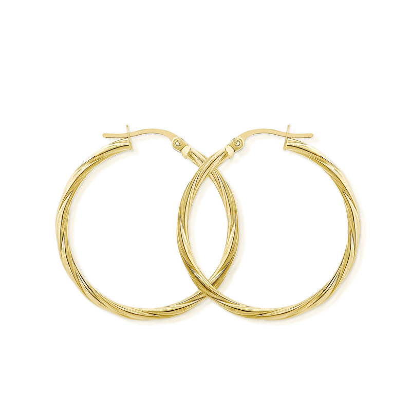 9ct gold twist hoops (25mm)