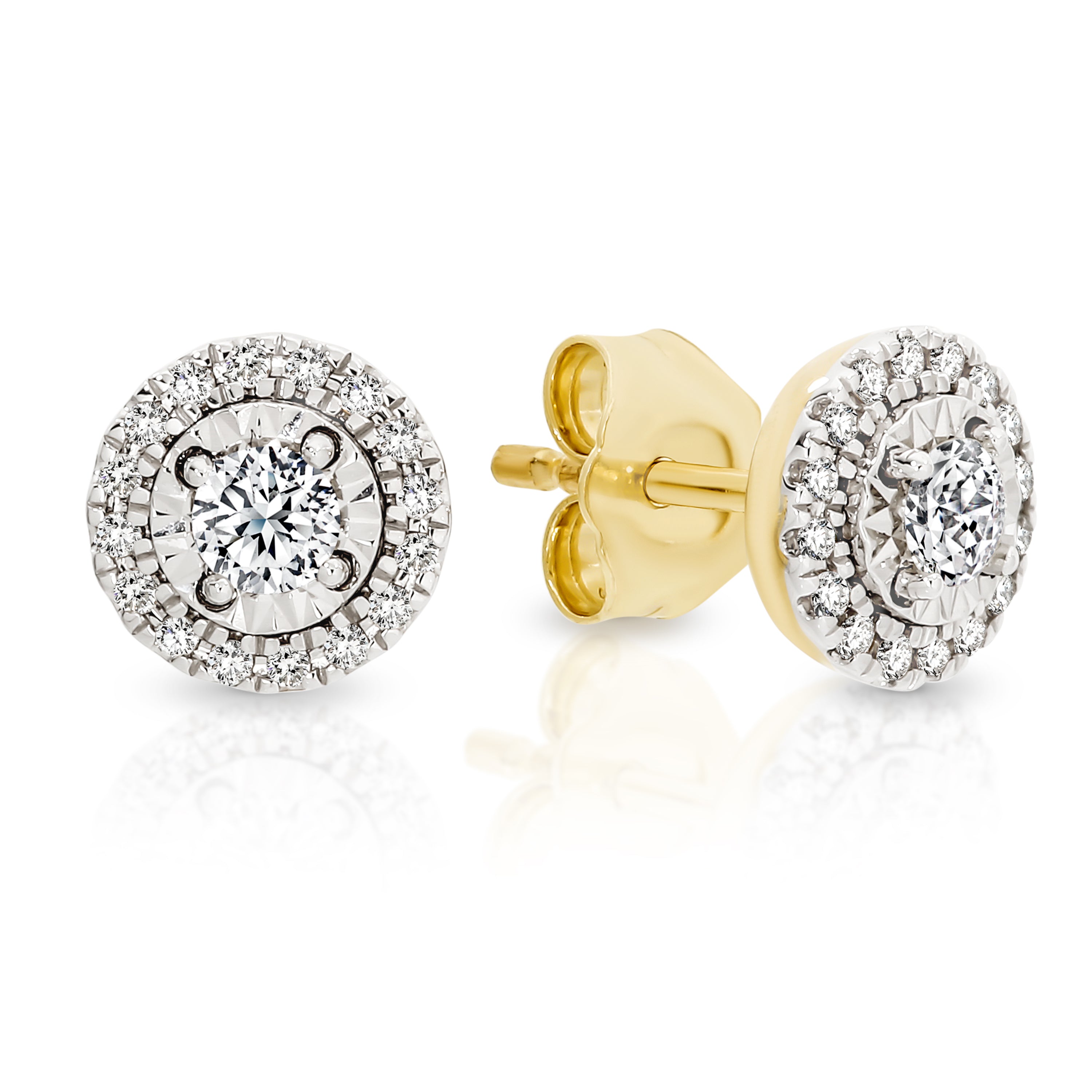 9ct gold gold 0.32ct diamond halo studs