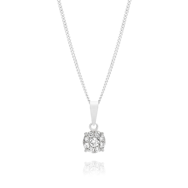 9ct white gold 0.13ct diamond pendant