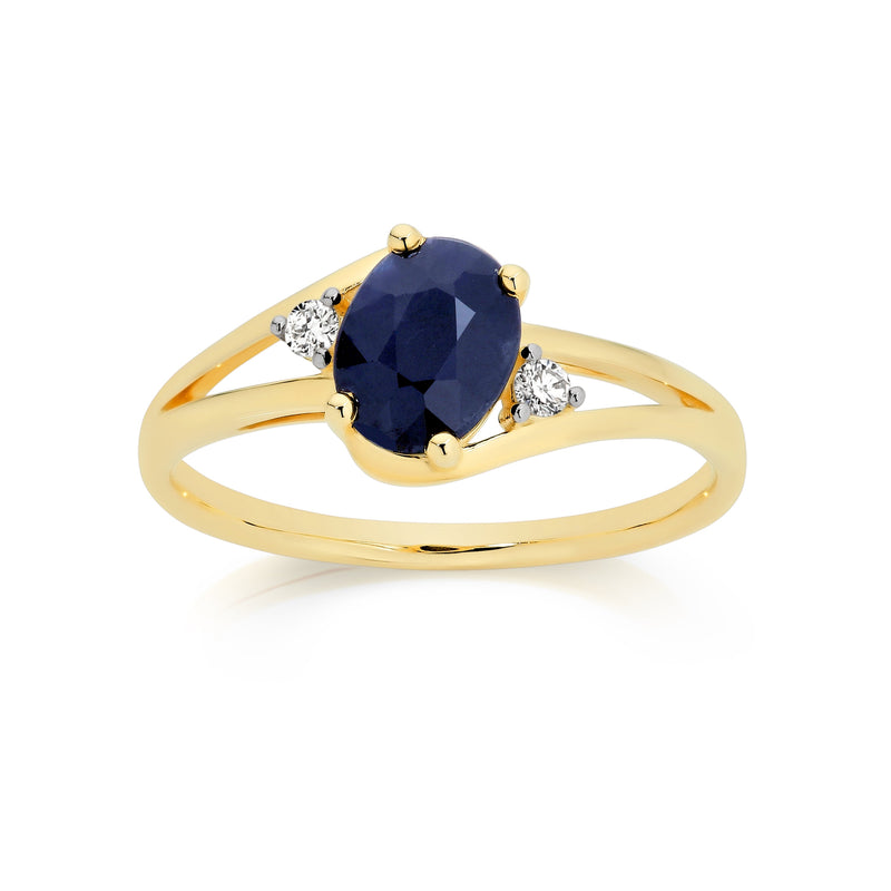 9ct sapphire & diamond ring