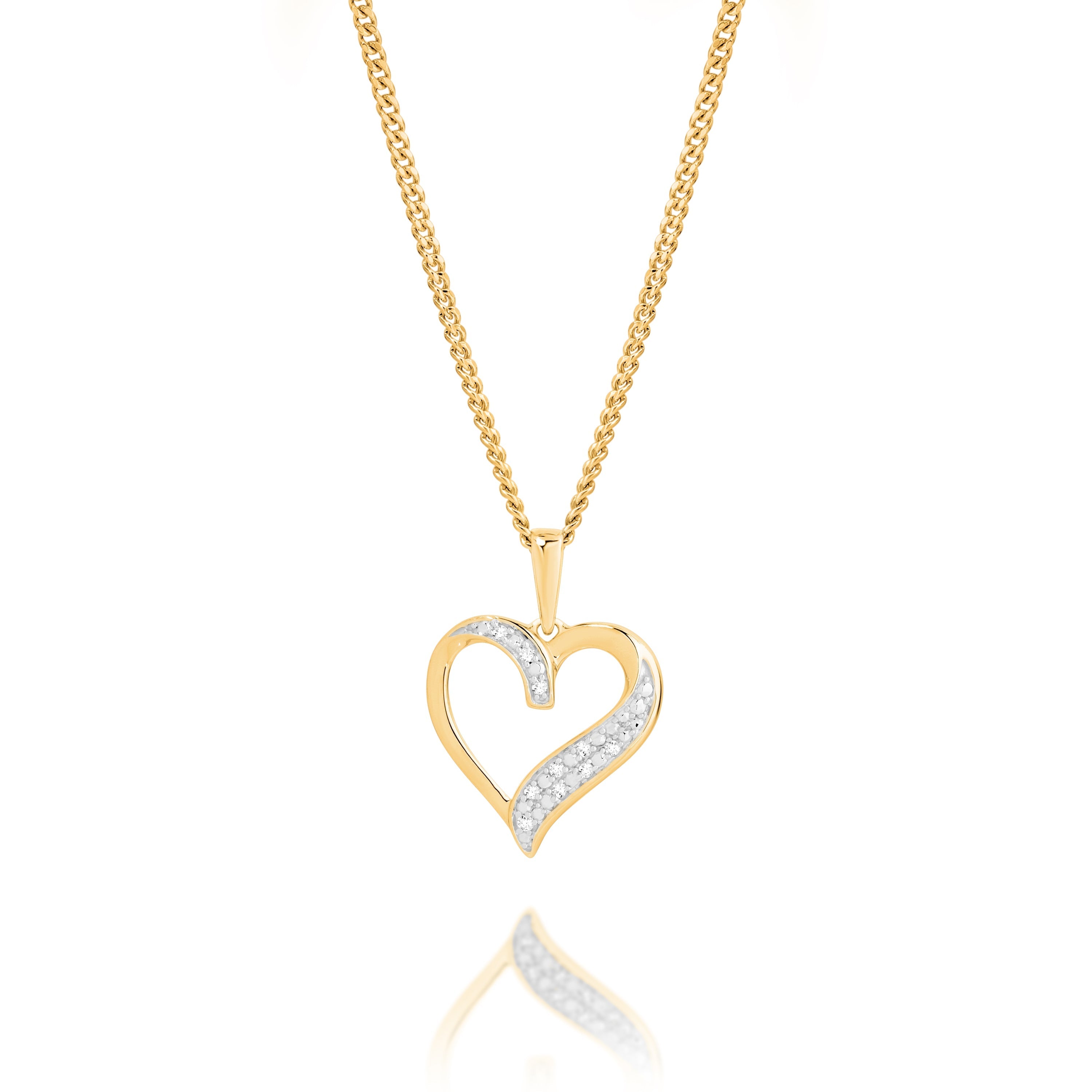 9ct 0.03ct diamond heart pendant