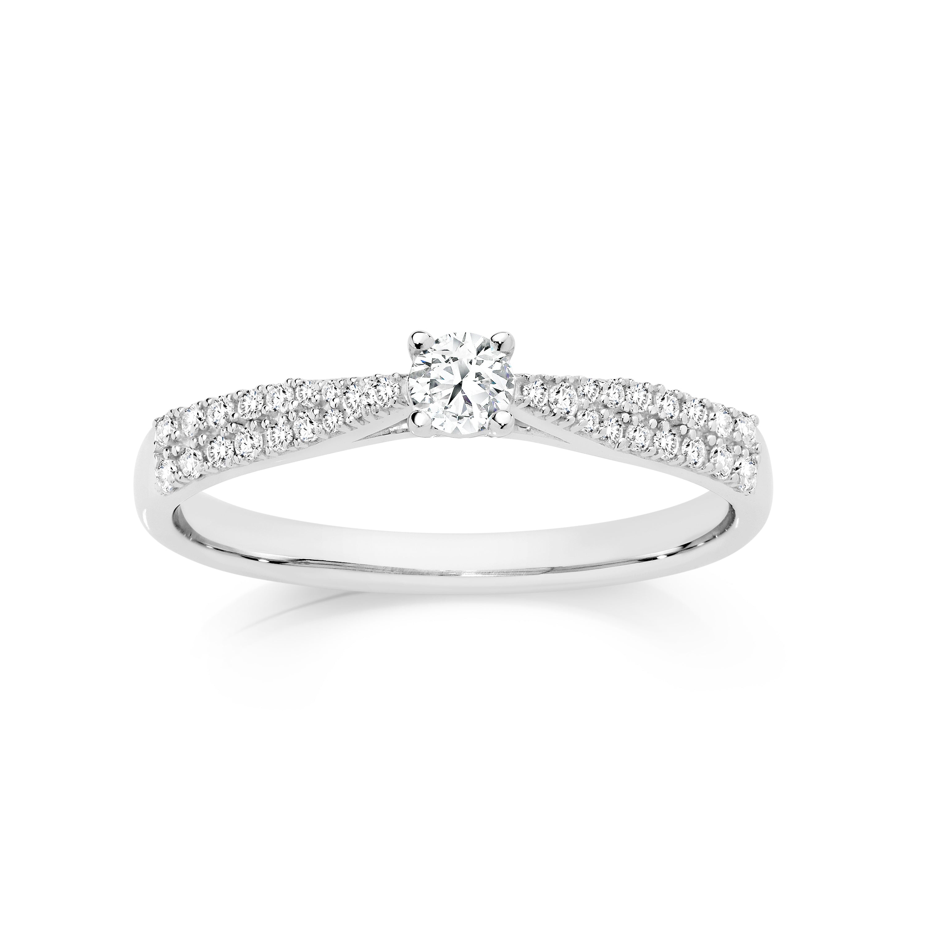 9ct white gold 0.30ct diamond claw set ring