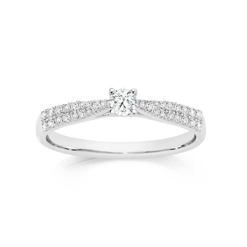 9ct white gold 0.30ct diamond claw set ring