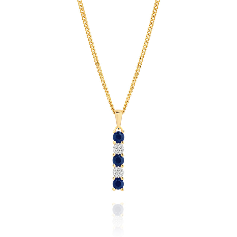 9ct blue sapphire & diamond cluster pendant