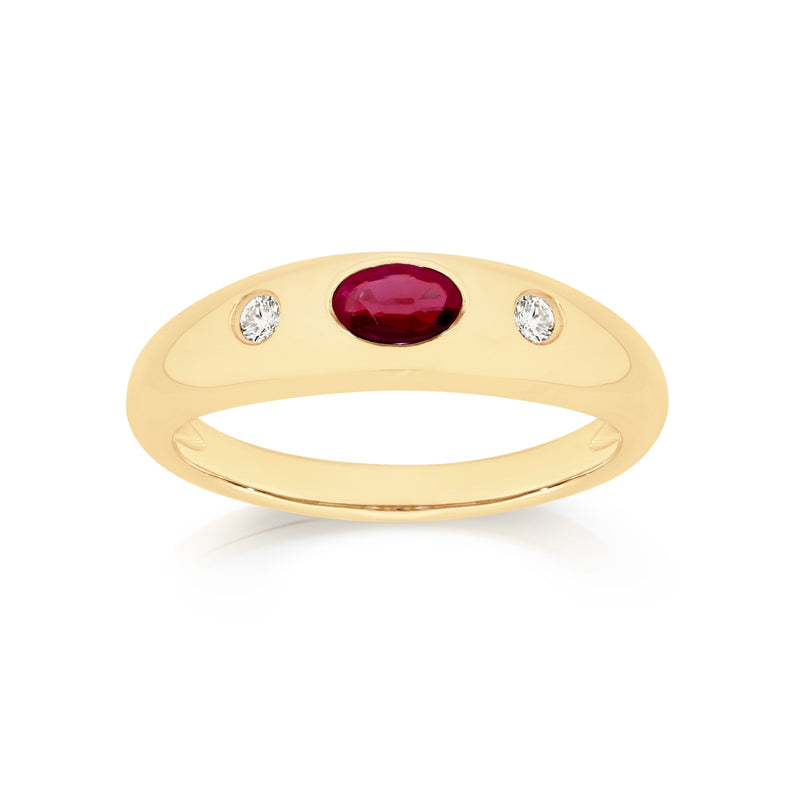 9ct ruby & 0.05ct diamond ring