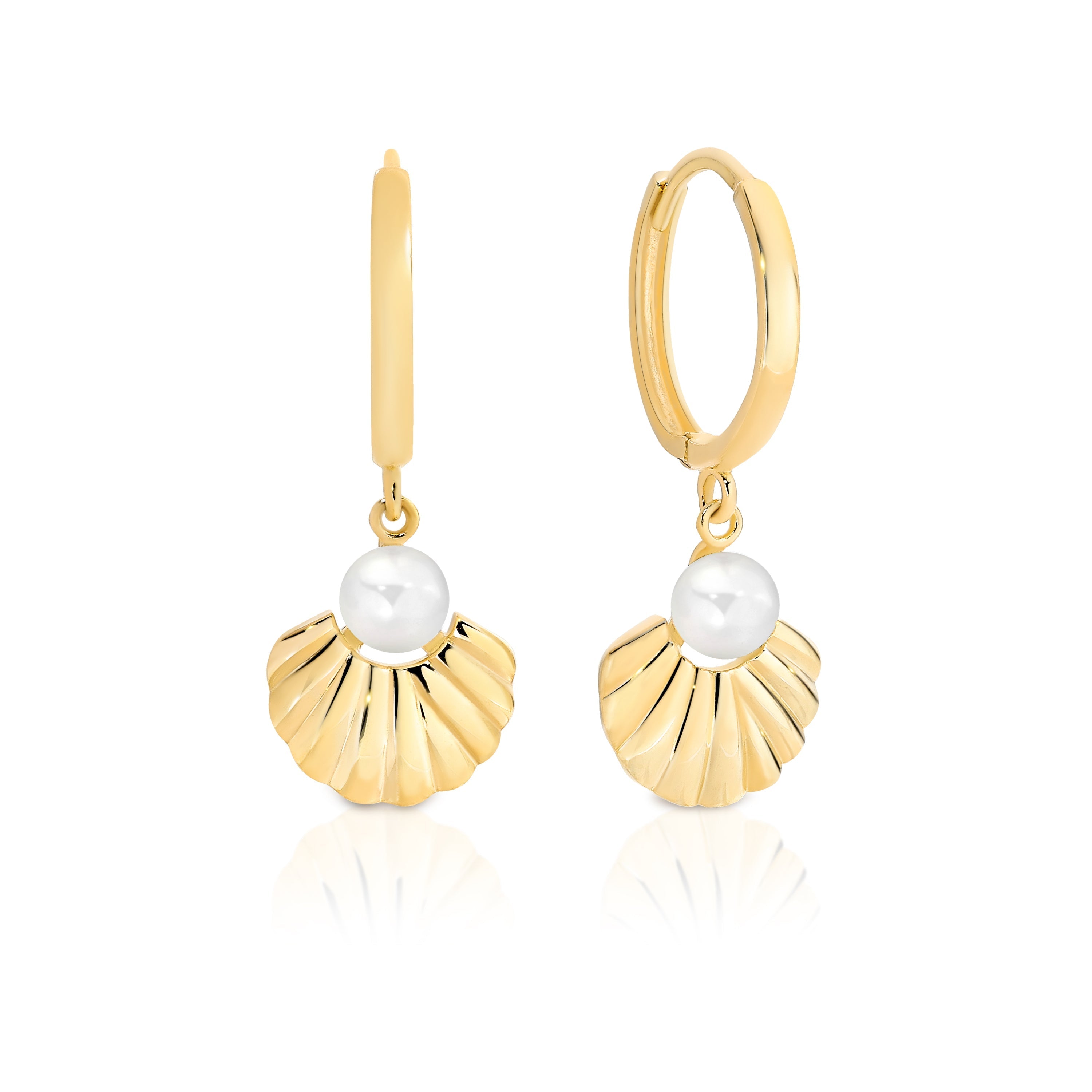 9ct pearl shell huggies