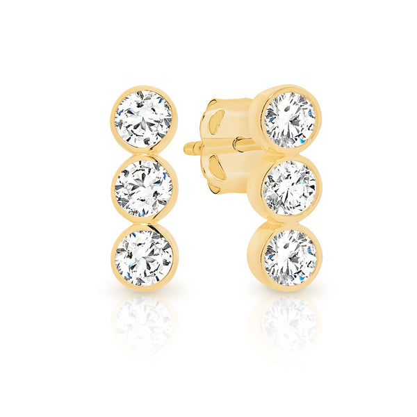 9ct cubic zirconia bezel bar studs